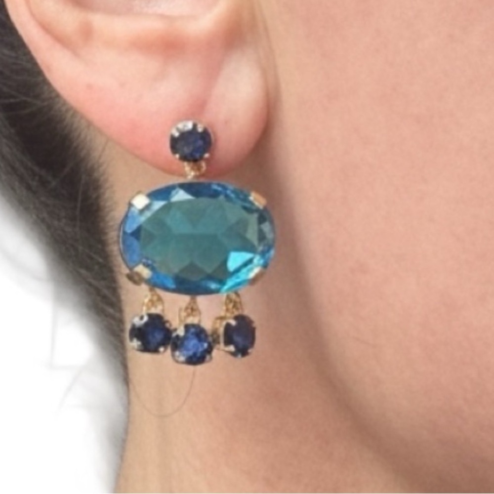 NWOT Latelita Large Blue Statement Earings - Picture 3 of 3